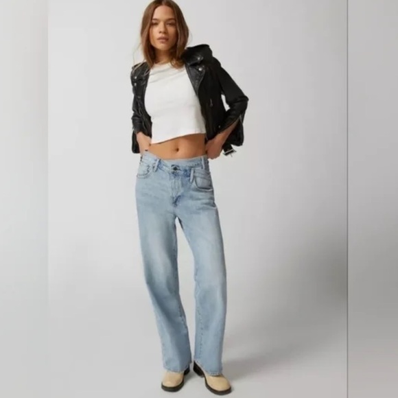 Pistola Bobbie Crossover Jean Size 25 Hi Rise Straight Distressed Rennie Blue - Picture 15 of 15